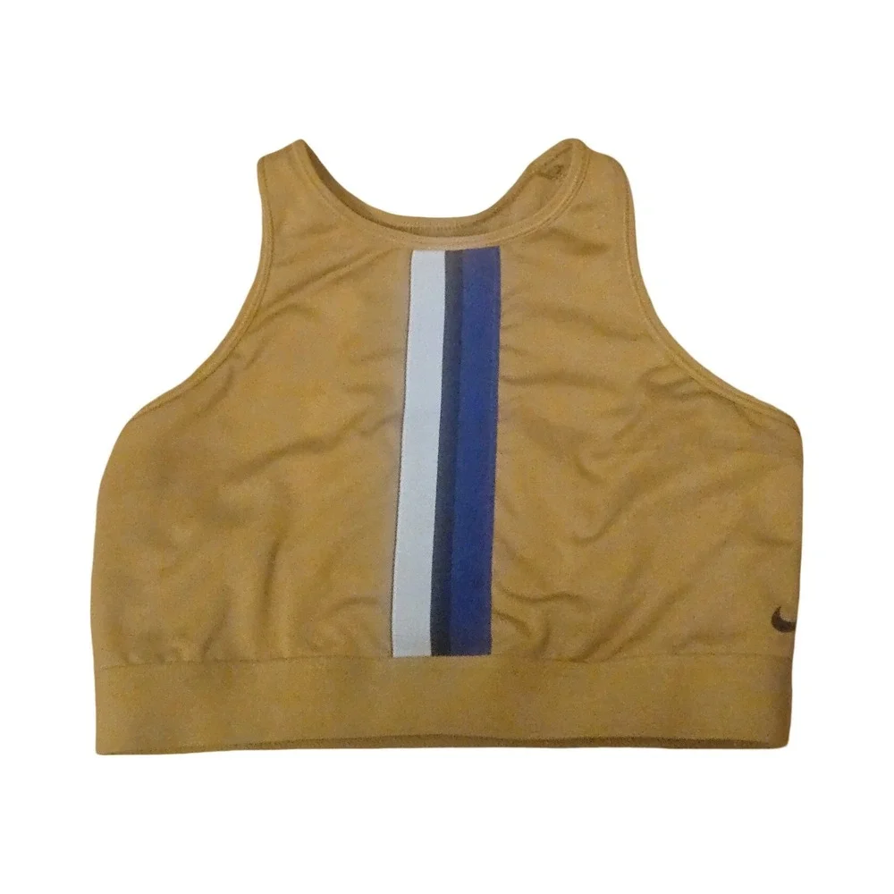 Nike Womens High Neck Racerback Sports‎ Bra Mustard Yellow Gold BV0846-790 Large